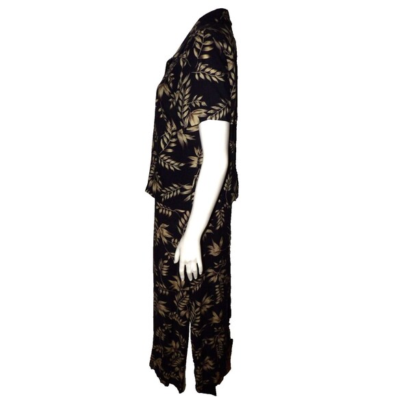 Donna Ricco DR 2 pc Black Tan Maxi Dress Tank 12 Matching Button Up Shirt Floral - Picture 4 of 16